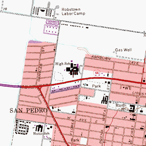 Topographic Map of Robstown High School, TX