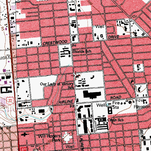 Topographic Map of Our Lady of Victory School, TX