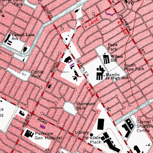 Topographic Map of Richard Milburn Alternative High School, TX
