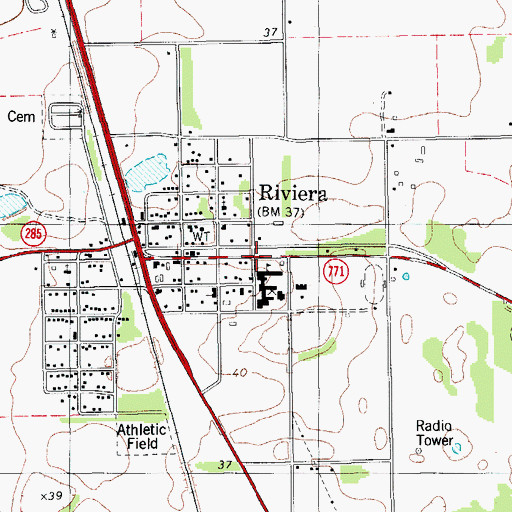 Topographic Map of De La Paz Middle School, TX