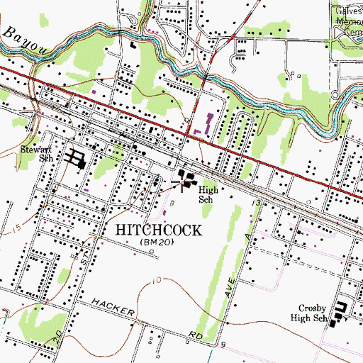 Topographic Map of Hitchcock Special Education School, TX