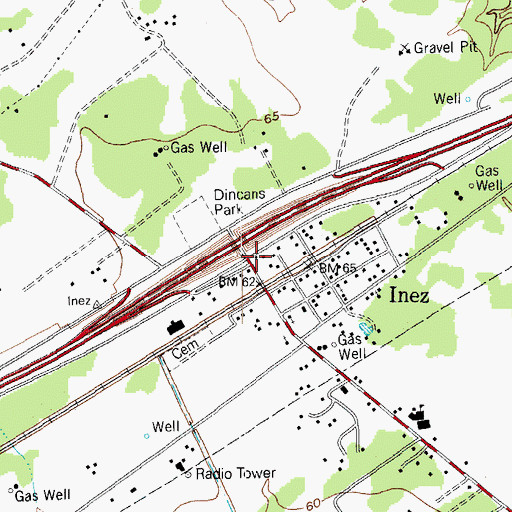Topographic Map of Inez Elementary School, TX