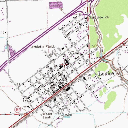 Topographic Map of Louise Elementary School, TX