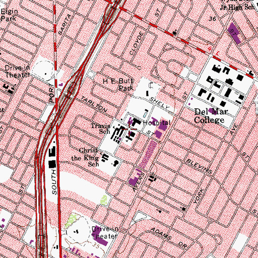 Topographic Map of Primera Day School, TX