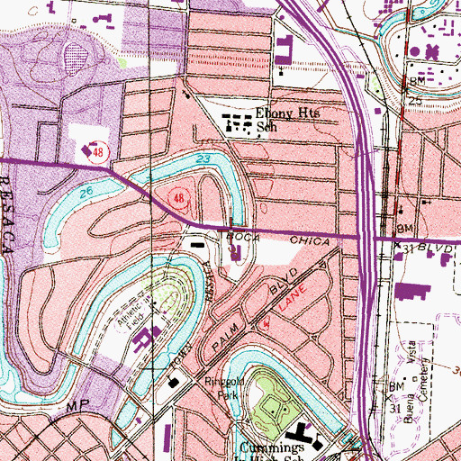 Topographic Map of First Baptist School, TX