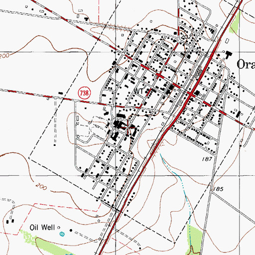 Topographic Map of Orange Grove Intermediate School, TX