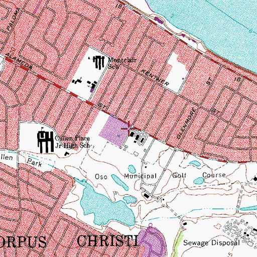 Topographic Map of Broken Camp Residential Alternative School, TX