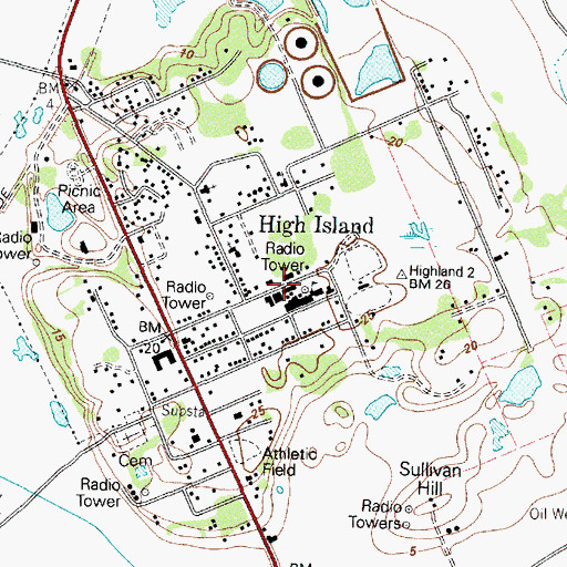 Topographic Map of High Island Middle School, TX