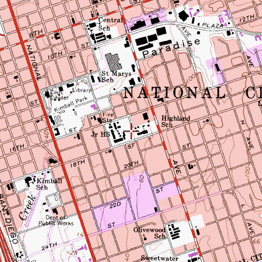 Topographic Map of John A Otis School, CA