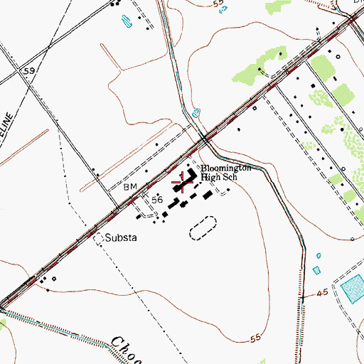 Topographic Map of Bloomington High School, TX