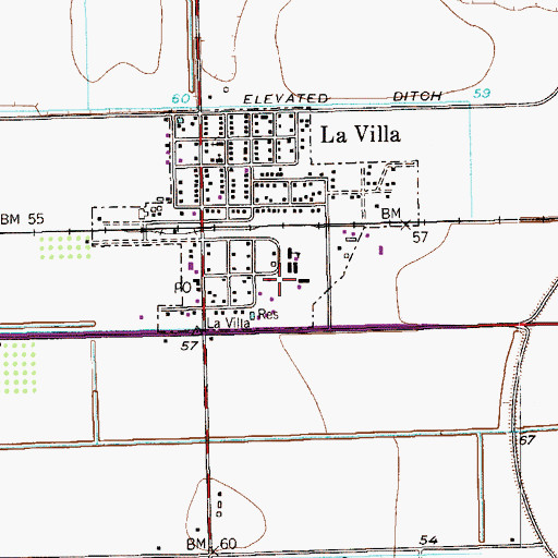 Topographic Map of La Villa Elementary School, TX