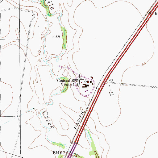 Topographic Map of Coastal Bend Youth City School, TX