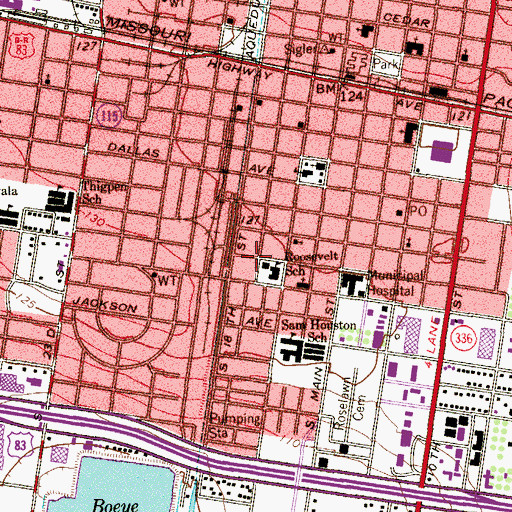 Topographic Map of McAllen Independent School District Main Office, TX