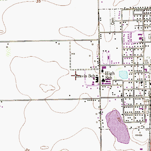 Topographic Map of Lyford High School, TX