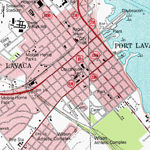 Topographic Map of Our Lady of the Gulf Catholic School, TX