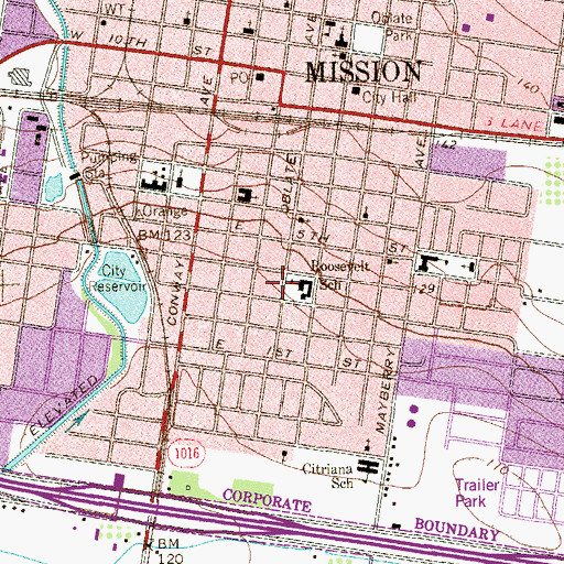 Topographic Map of Roosevelt Alternative School, TX