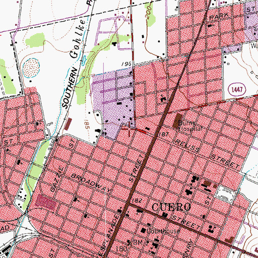 Topographic Map of Cuero Christian Academy, TX