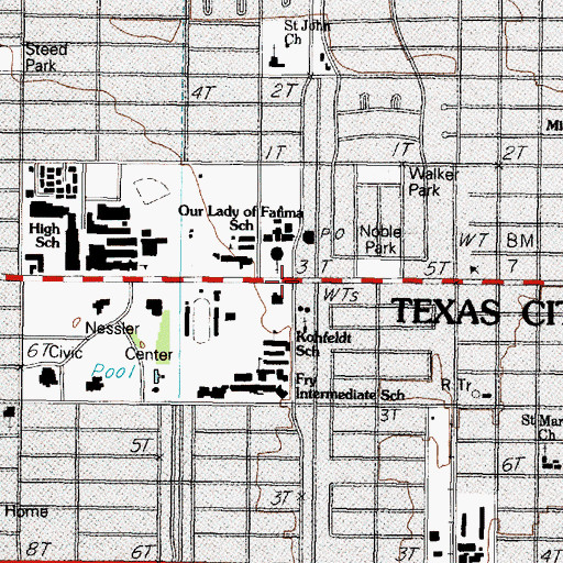 Topographic Map of Texas City Juvenile Justice Alternative Education Program, TX