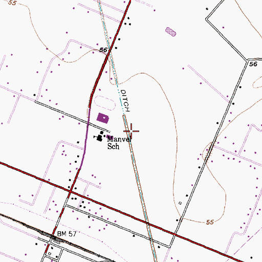 Topographic Map of E C Mason Primary School, TX