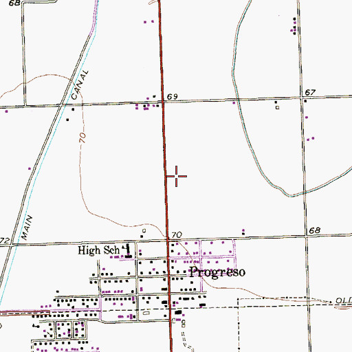 Topographic Map of Progreso Intermediate School, TX
