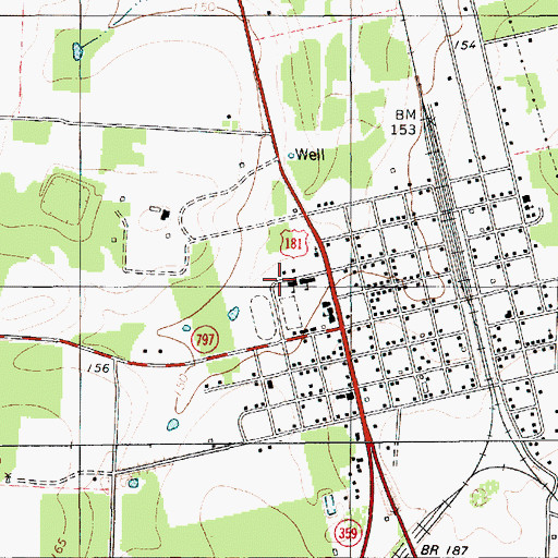 Topographic Map of Skidmore - Tynan High School, TX