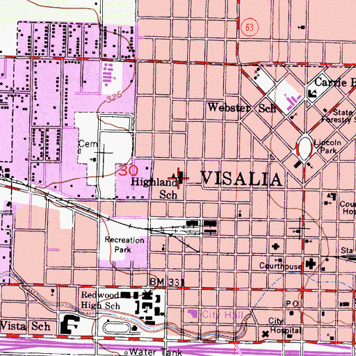 Topographic Map of Highland Elementary School, CA