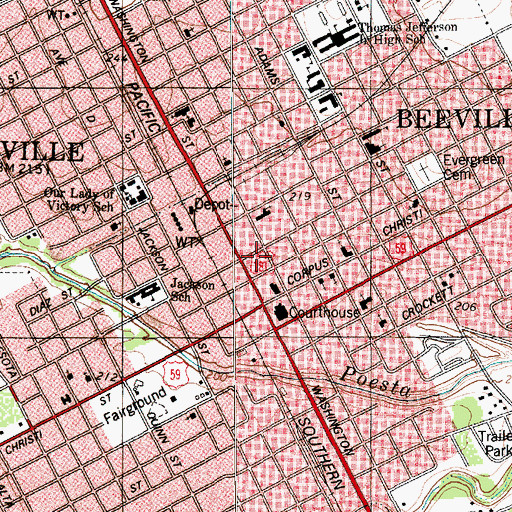 Topographic Map of Beeville School District Learning Resource Center, TX