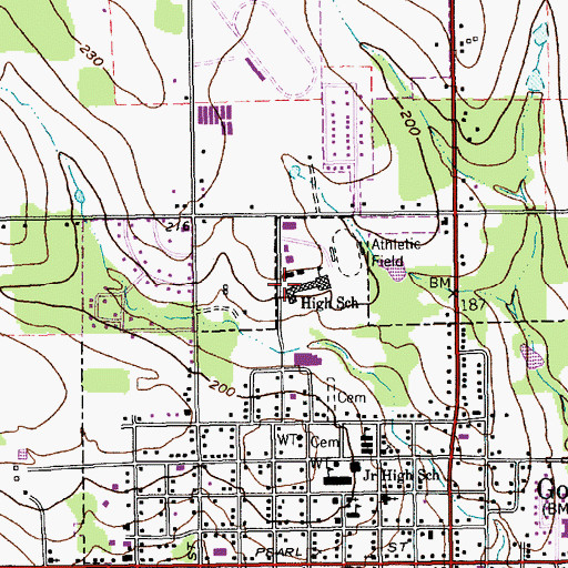 Topographic Map of Goliad High School, TX