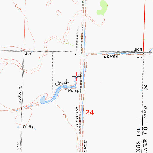 Topographic Map of Highline Canal, CA