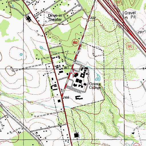 Topographic Map of Coastal Bend College, TX