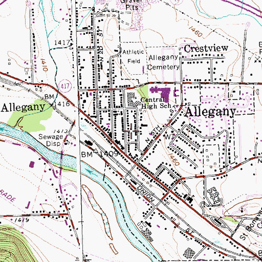 Topographic Map of Saint John's Evangelical Lutheran Church, NY