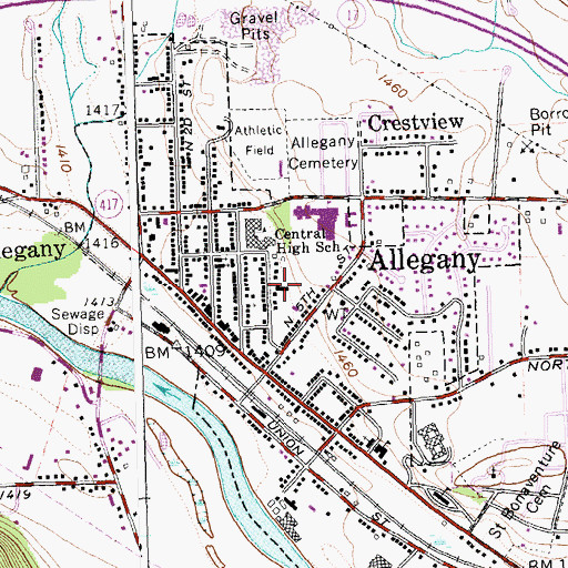 Topographic Map of Town of Allegany Garage, NY
