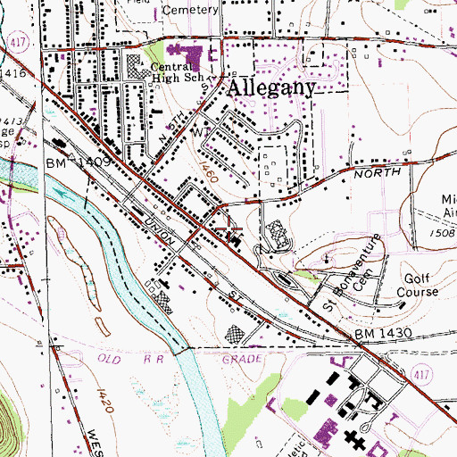 Topographic Map of Saint Bonaventure Roman Catholic Church, NY