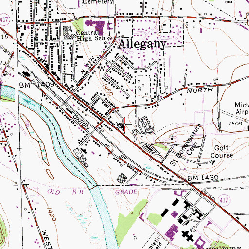 Topographic Map of Saint Bonaventure Parochial School, NY
