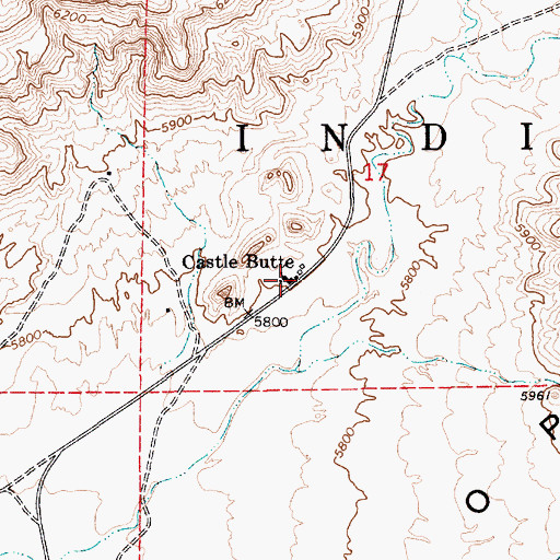 Topographic Map of Castle Butte, AZ