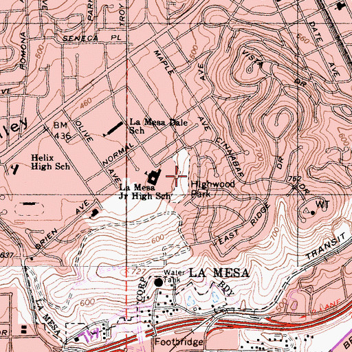Topographic Map of Highwood Park, CA