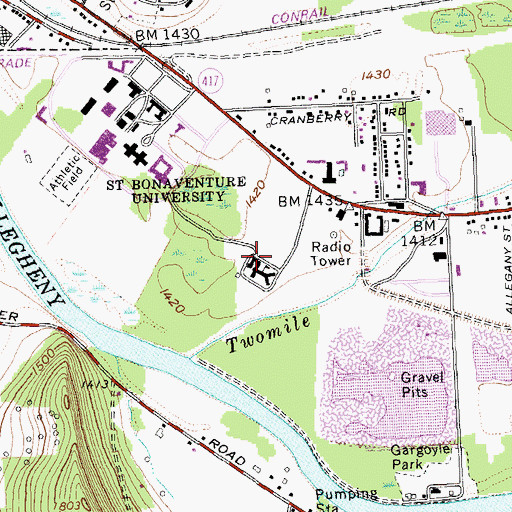 Topographic Map of Damietta Center, NY