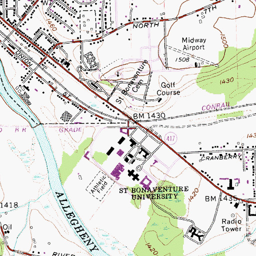 Topographic Map of Shay/Loughlen Hall, NY