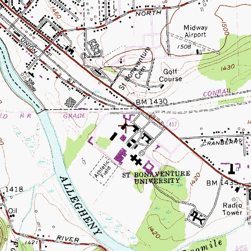 Topographic Map of DeLaRouche Hall, NY