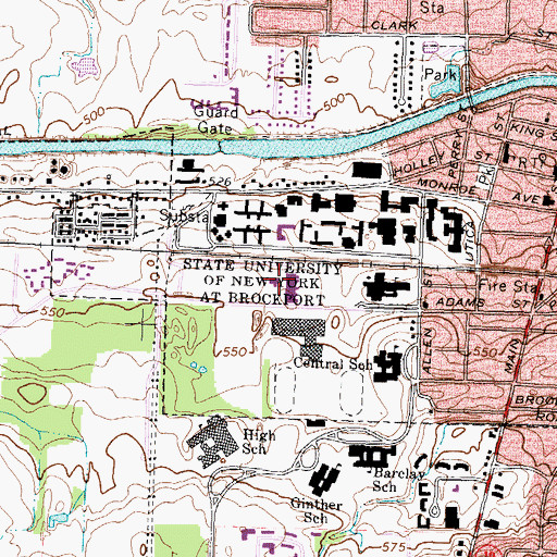 Topographic Map of Allen Administration Building, NY