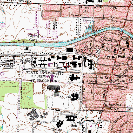 Topographic Map of Brockway Hall, NY