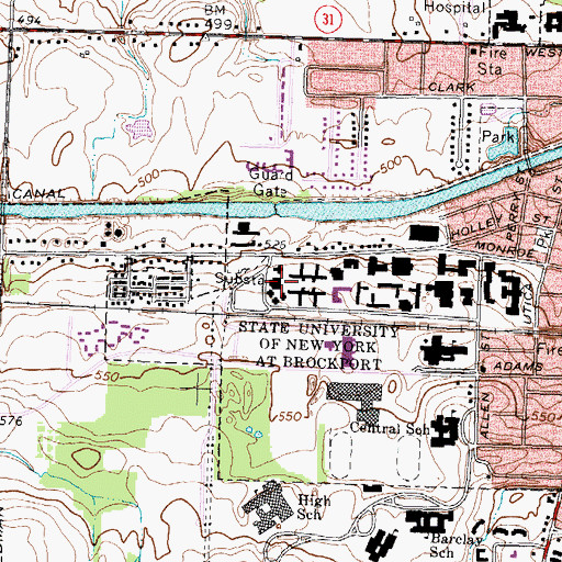 Topographic Map of Harrison Hall, NY