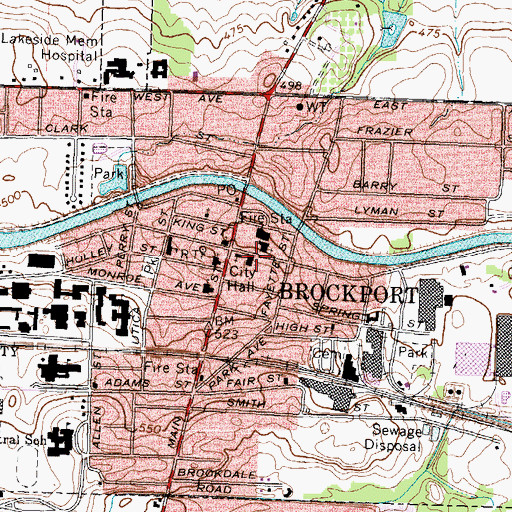Topographic Map of Brockport Village Hall, NY