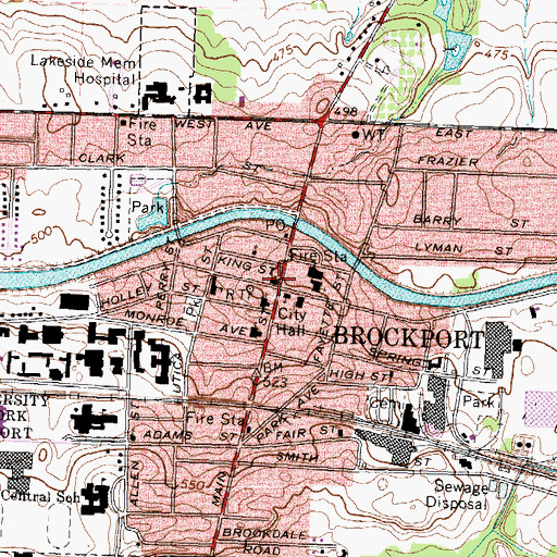 Topographic Map of Brockport United Methodist Church, NY