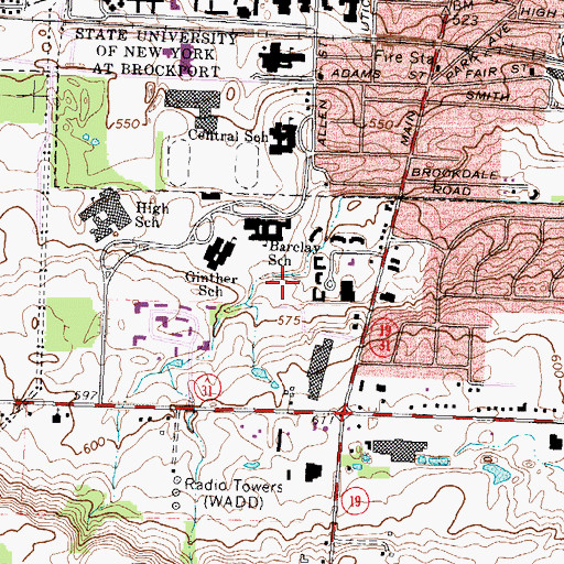Topographic Map of Fred W Hill School, NY