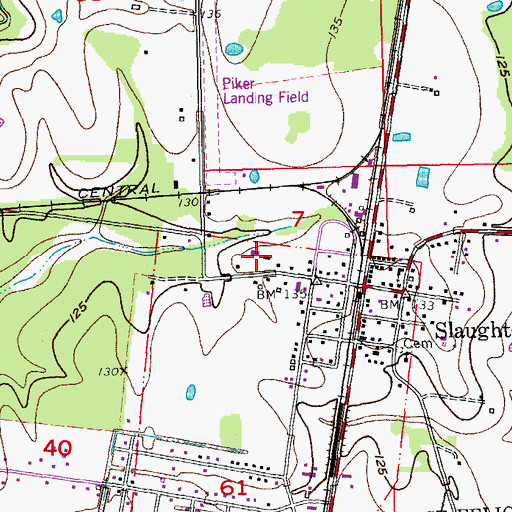 Topographic Map of Slaughter Elementary School, LA