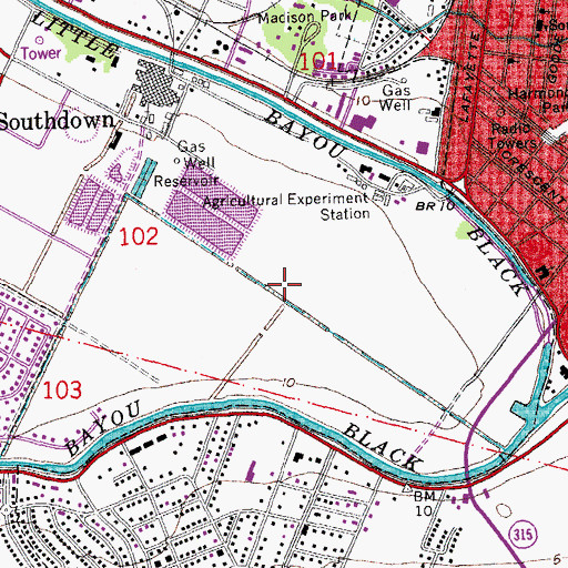Topographic Map of Houma Christian School, LA