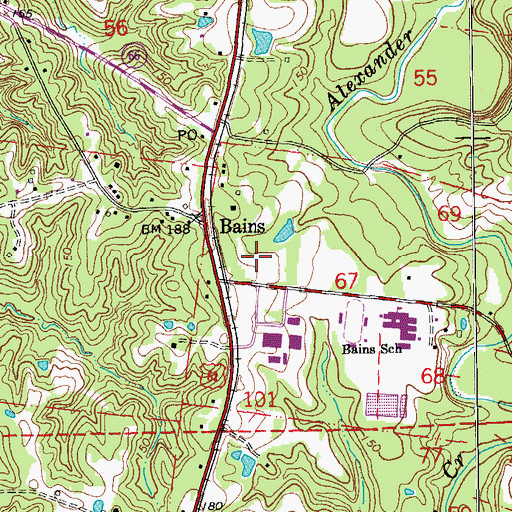Topographic Map of West Feliciana Middle School, LA