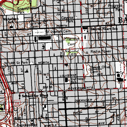 Topographic Map of Louisiana New School Academy, LA