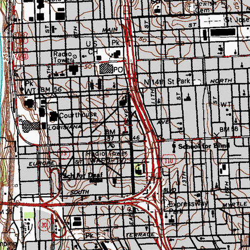 Topographic Map of J K Haynes Elementary Charter School, LA